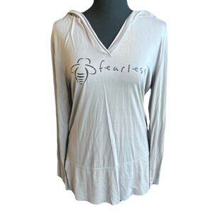 Beeattitudes Bee Fearless Relaxed Fit Long Sleeve Hooded Purple Tunic Women’s S